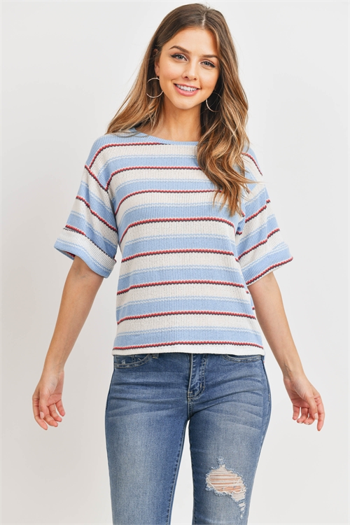 C40-A-1-T6323 BLUE STRIPES TOP 2-2-2