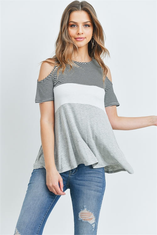 C76-A-1-T5408 BLACK GRAY STRIPES TOP 1-2-2