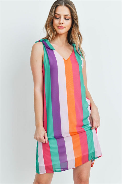 S13-9-2-D3792 FUCHSIA MULTI STRIPES DRESS 1-3