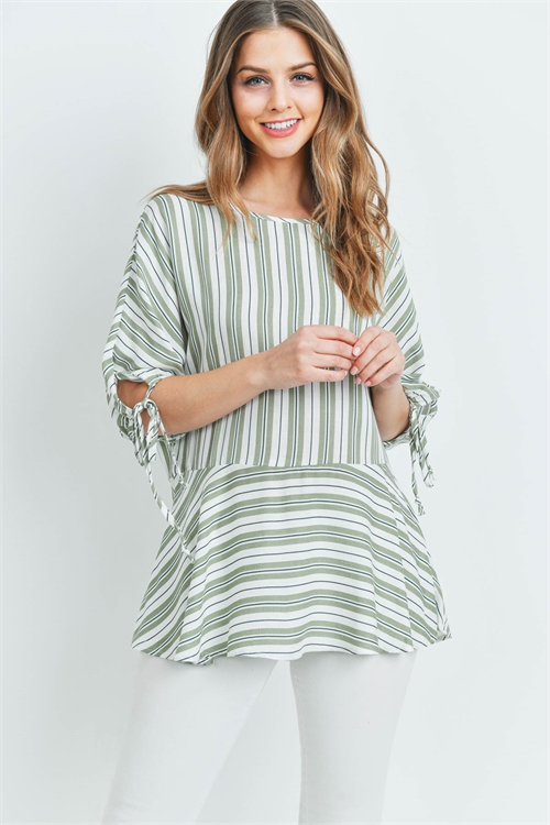 C28-A-3-T2349 OLIVE STRIPES TOP 2-2-2