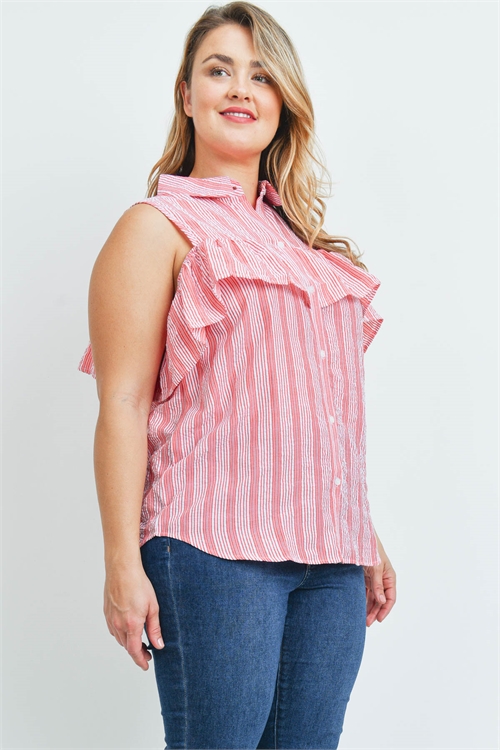 S10-14-4-T11997X RED STRIPES PLUS SIZE TOP 2-2-2