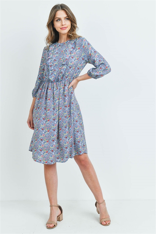 C14-A-1-D4148 BLUE FLORAL DRESS 3-2