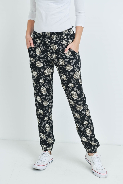 S16-7-4-P59057 BLACK FLORAL PANTS 2-2-2