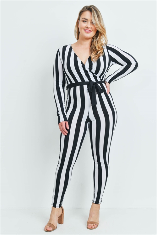 S8-12-3-J13973X BLACK WHITE PLUS SIZE JUMPSUIT 2-2-2