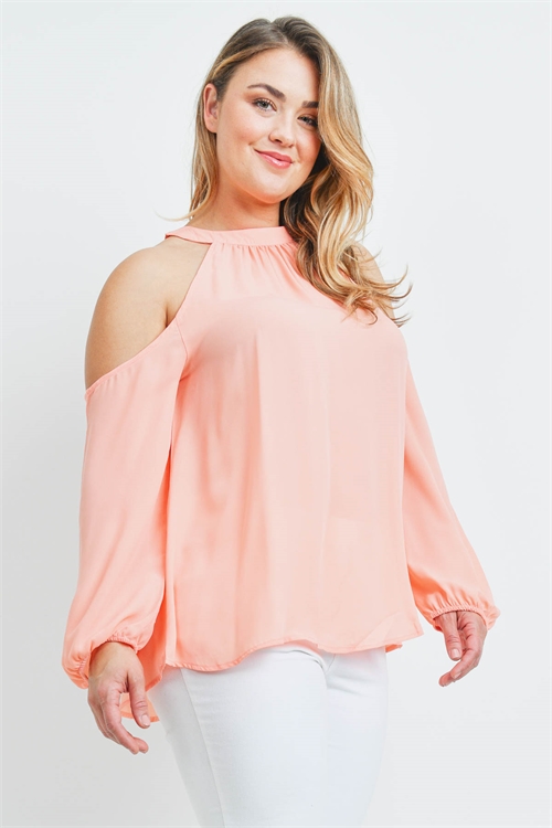 S16-7-4-T12119X PEACH PLUS SIZE TOP 1-3-3