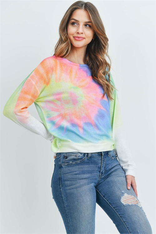 S8-13-4-T6251 IVORY MULTI COLOR TIE DYE TOP 2-2-1-1