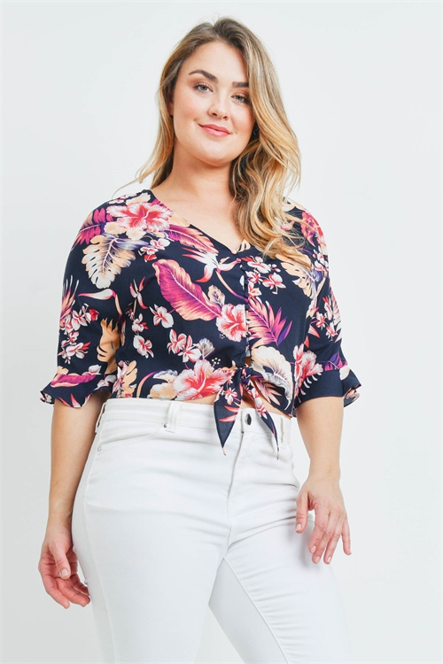 S10-13-3-T20936X NAVY FLORAL PLUS SIZE TOP 2-2