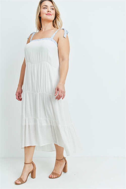 S12-10-1-D6024X OFF WHITE BLUE PLUS SIZE DRESS 2-2-2