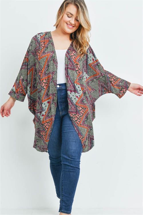 S15-8-4-C22736X BLUE MULTI PLUS SIZE CARDIGAN 2-3