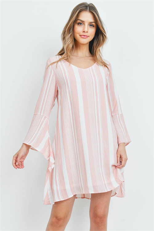 S5-2-3-D22694 PEACH STRIPES DRESS 2-2-2