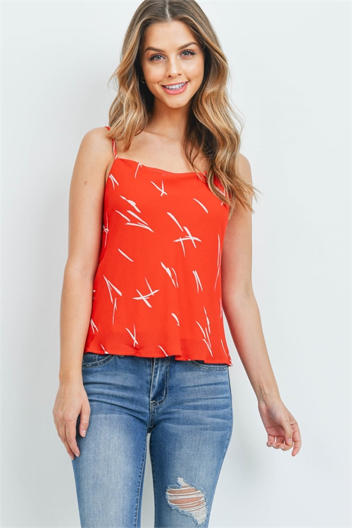 S15-2-3-T8312 RED WHITE PRINT TOP 2-2-2