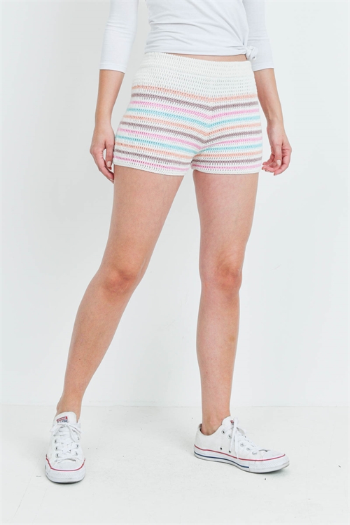 S16-8-3-S9942 IVORY MULTI SHORTS 2-2-1