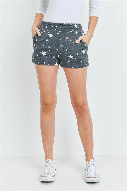 C84-A-1-S32874 CHARCOAL WITH STAR PRINT SHORT 3-2-1