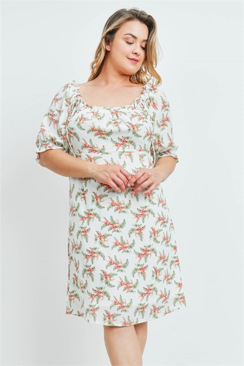 S16-3-1-D23029X WHITE PRINT PLUS SIZE DRESS 2-2-2