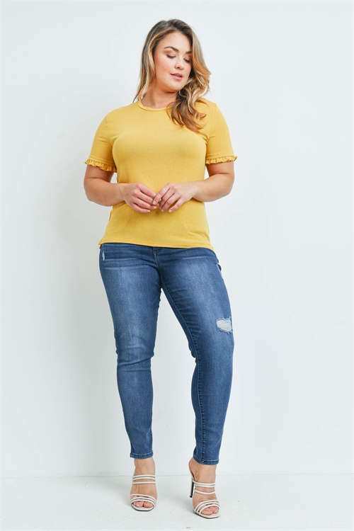 SA4-6-2-T22687X MUSTARD PLUS SIZE TOP 2-2-2