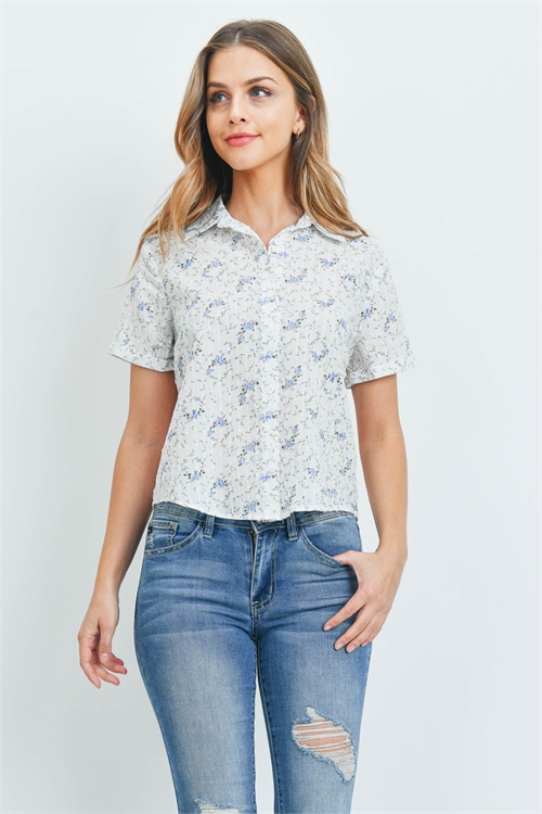 S14-1-3-T1019 - IVORY BLUE TOP 1-3-3