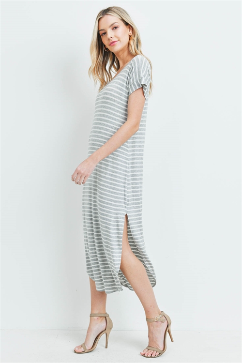 C54-A-3-D15432 GRAY IVORY STRIPES DRESS 3-2-1