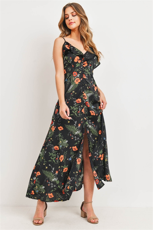 S7-2-4-D9672 BLACK FLORAL DRESS 3-2-1