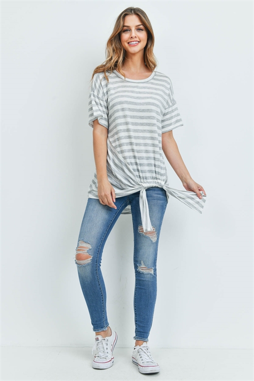 C14-A-2-T7196 IVORY GRAY STRIPES TOP 2-2-2