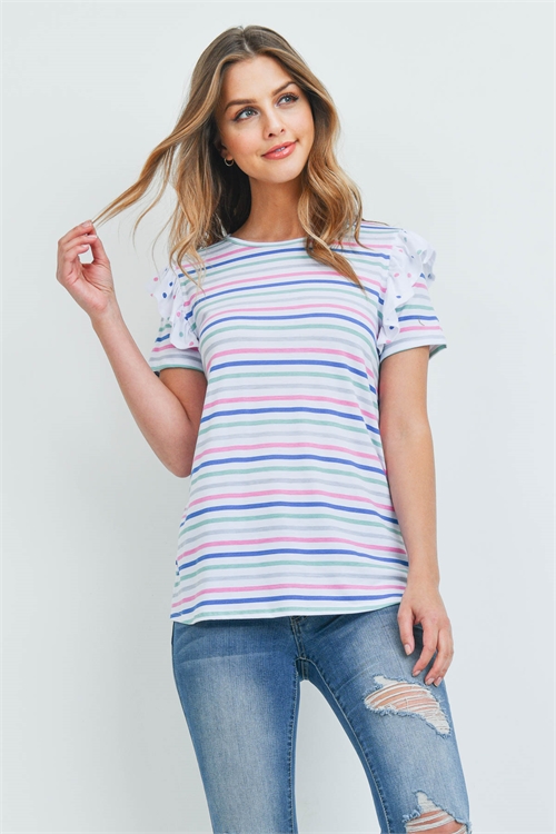 C40-A-1-T6825 BLUE PINK STRIPES TOP 2-2-2