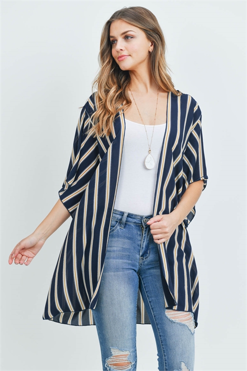 C28-A-1-C30665 NAVY MUSTARD STRIPES CARDIGAN 2-2