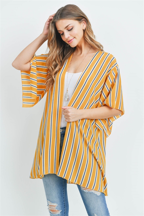 C24-A-3-C30665 MUSTARD NAVY STRIPES CARDIGAN 2-2-2