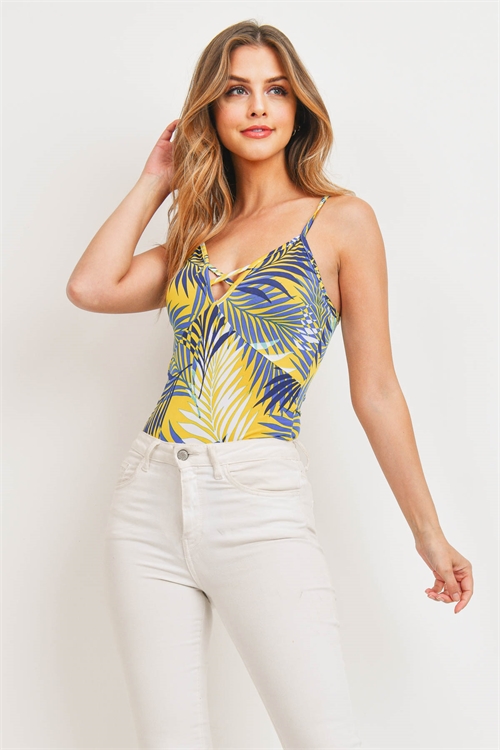 C46-A-3-B30357-A YELLOW WITH LEAVES PRINT BODYSUIT 2-2-2
