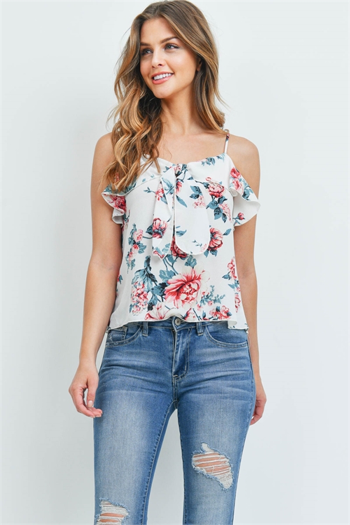 C56-A-3-T30663 IVORY FLORAL TOP 2-2-2