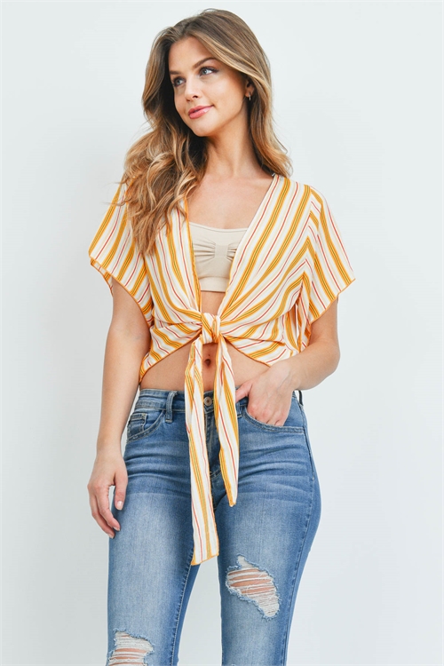 C66-A-3-T29559 IVORY YELLOW STRIPES TOP 2-2-2