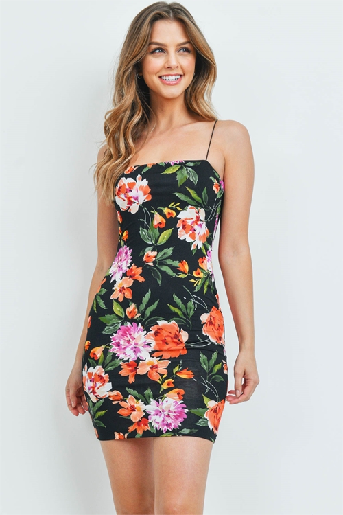 C70-A-2-D9186 BLACK RUST FLORAL DRESS 2-2-2