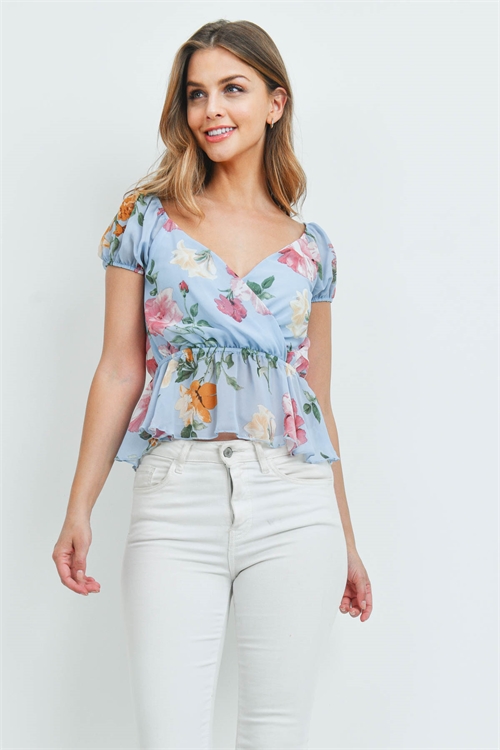 C2-A-1-T31735D BLUE FLORAL TOP 2-2-2