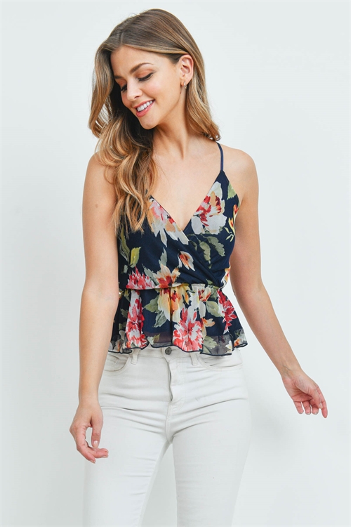 C92-A-2-T32060-F NAVY FLORAL TOP 2-2-2