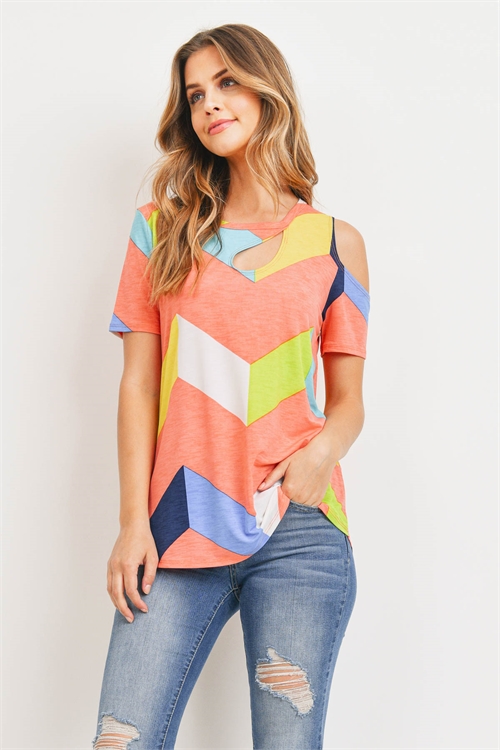 C50-A-1-T22192 CORAL AQUA YELLOW TOP 2-3-2