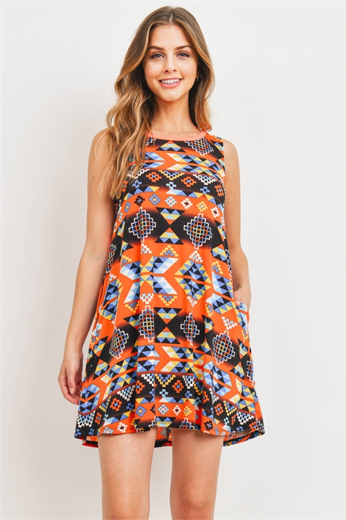 C54-A-1-D10632 ORANGE BLUE DRESS 2-2-2