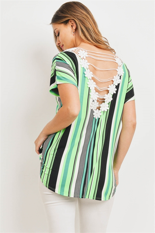 C64-B-1-T20901 LIME GREEN STRIPES TOP 1-2-2