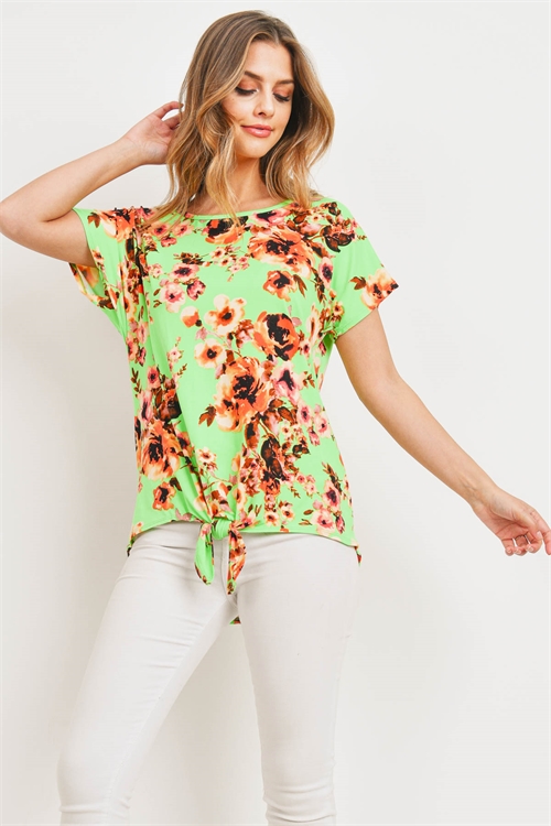 C64-A-1-T2090 LIME FLORAL TOP 2-2-2