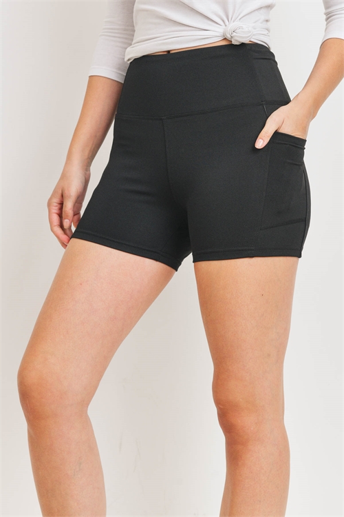 S11-13-4-S7001 BLACK BIKER SHORTS WITH POCKET 2-2-2