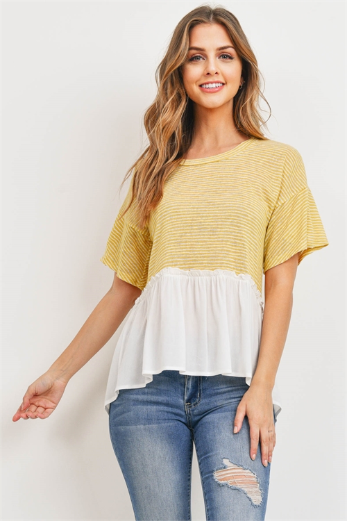 C26-A-1-T72177 MUSTARD OFF WHITE TOP 3-4