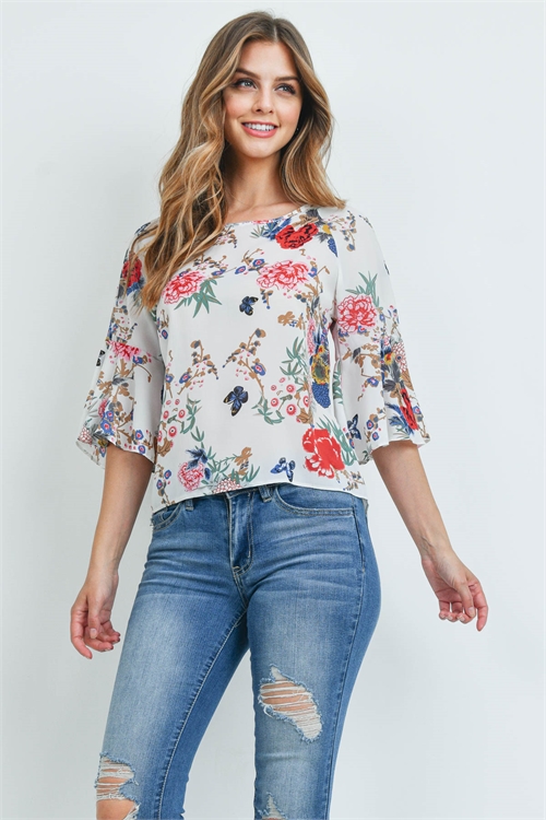 S18-13-2-T016205 WHITE FLORAL TOP 2-3