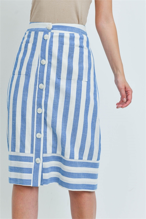 S13-1-4-S6147 BLUE WHITE STRIPES SKIRT 2-2-2