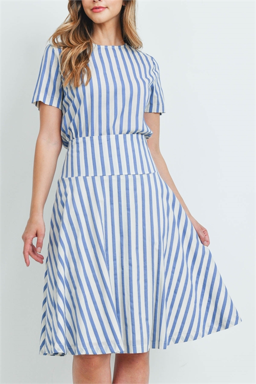 C44-A-1-S6995 BLUE IVORY STRIPES SKIRT 2-2-1