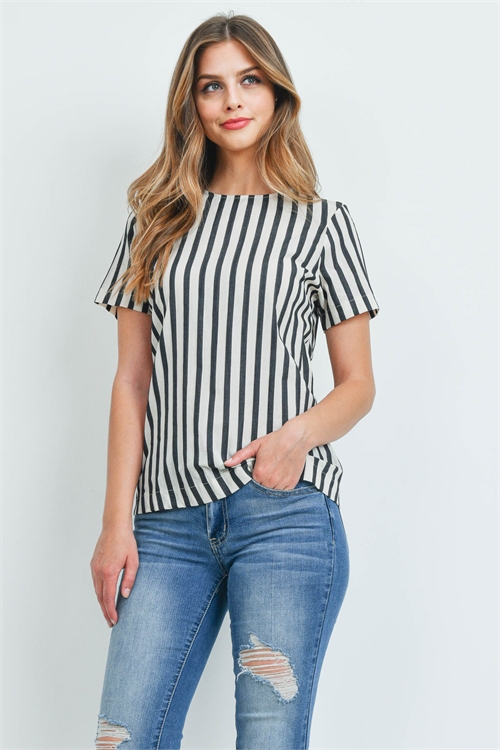 C44-A-1-T2337 BLACK IVORY STRIPES TOP 3-1