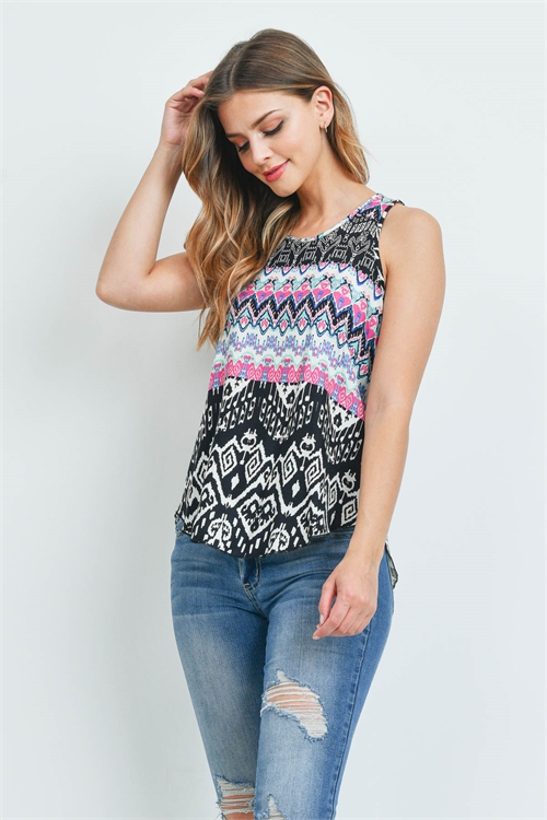 C50-A-1-T1314 BLACK FUCHSIA PRINT TOP 1-3-2