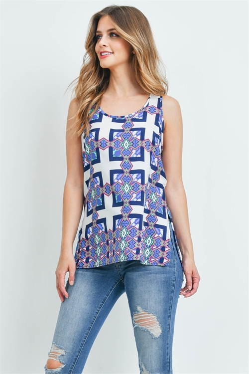 C56-A-2-T2229 WHITE NAVY PRINT TOP 2-2-2