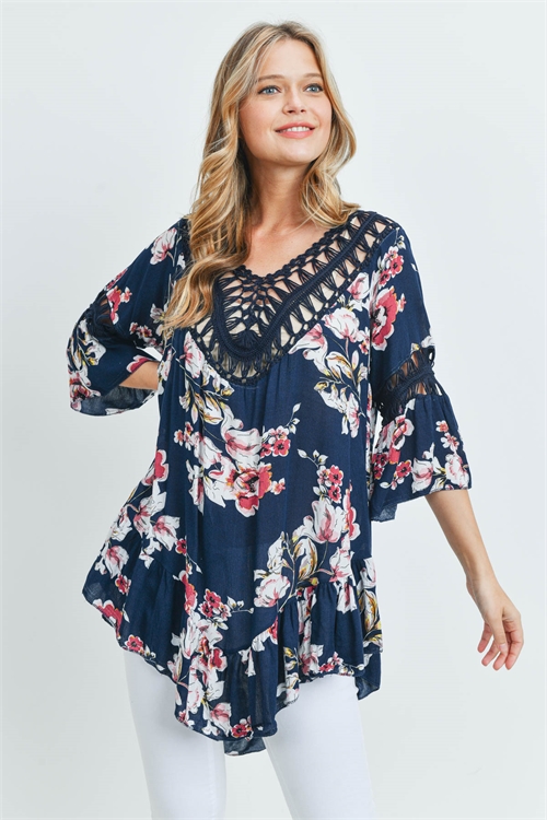 S14-1-1-T772 NAVY WITH FLOWER TOP 3-3