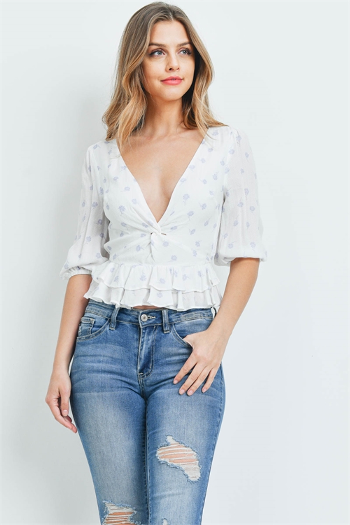 S12-9-4-T1367 WHITE FLORAL TOP 3-2-1