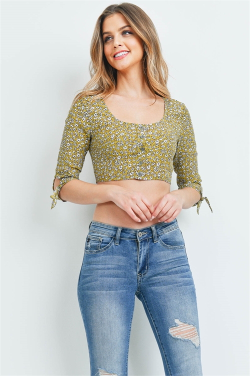S12-3-4-T1224 MUSTARD FLORAL TOP 3-2-1
