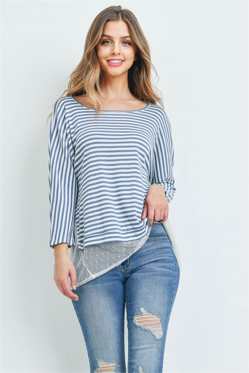 C84-A-1-T72115 INDIGO IVORY STRIPES TOP 2-2-2