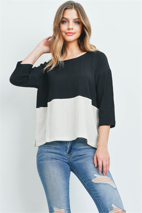 S15-11-3-T00244 BLACK CREAM TOP 1-2-1