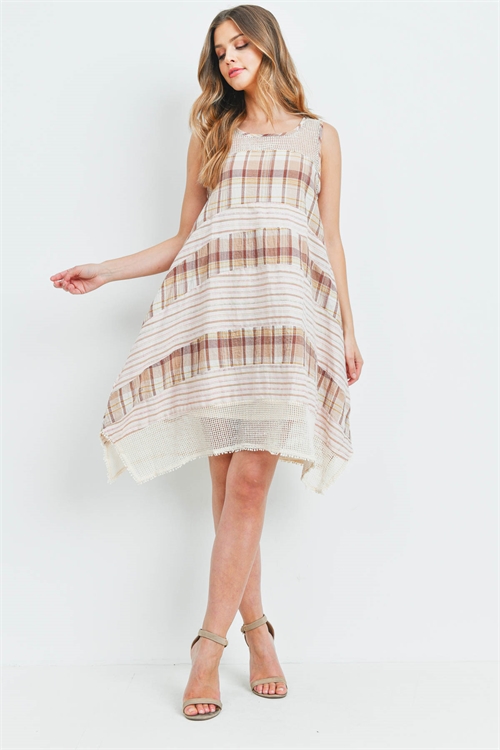 S10-8-2-D00197 CREAM BROWN DRESS 1-2-2-1